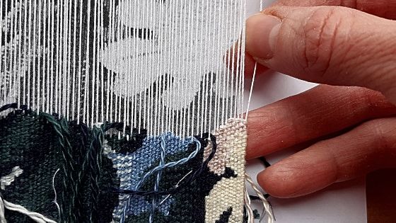 tkanie na ramie, rama tkacka tkanina unikatowa, prosty brzeg