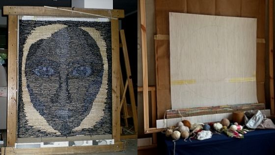 ustawienie ramy tkackiej, tkanie na ramie, pracownia tkacka