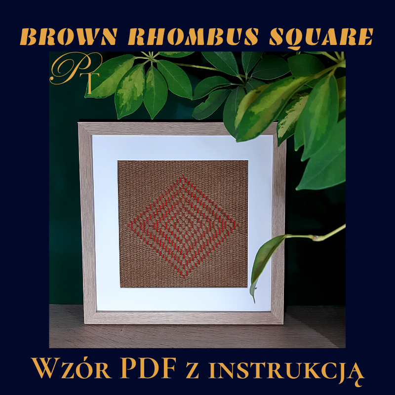 Wzór tkacki z opisem wykonania i schematem: Brown Rhombus Square